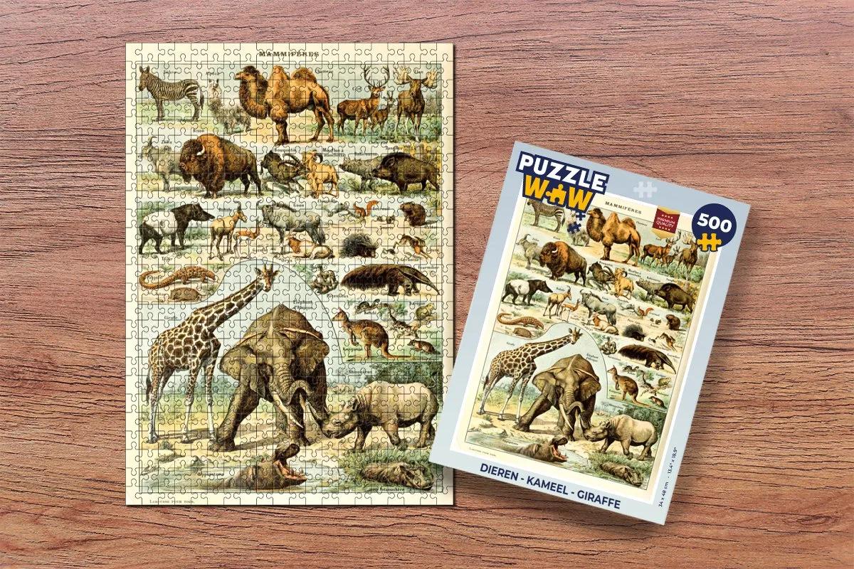 PuzzleWow Adolphe Millot Dieren Legpuzzel 500 Stuks - Multicolor