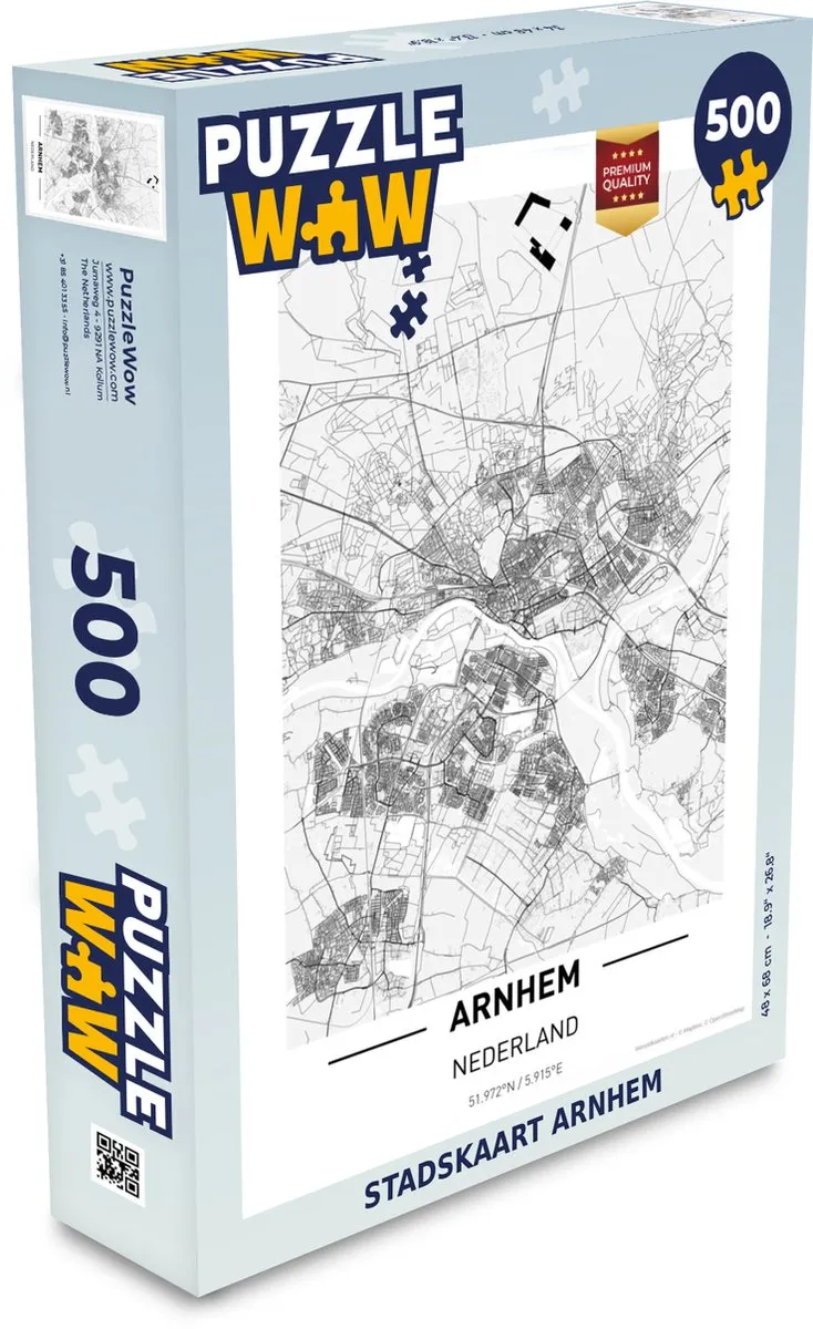 PuzzleWow Stadskaart Arnhem Legpuzzel 500 Stuks