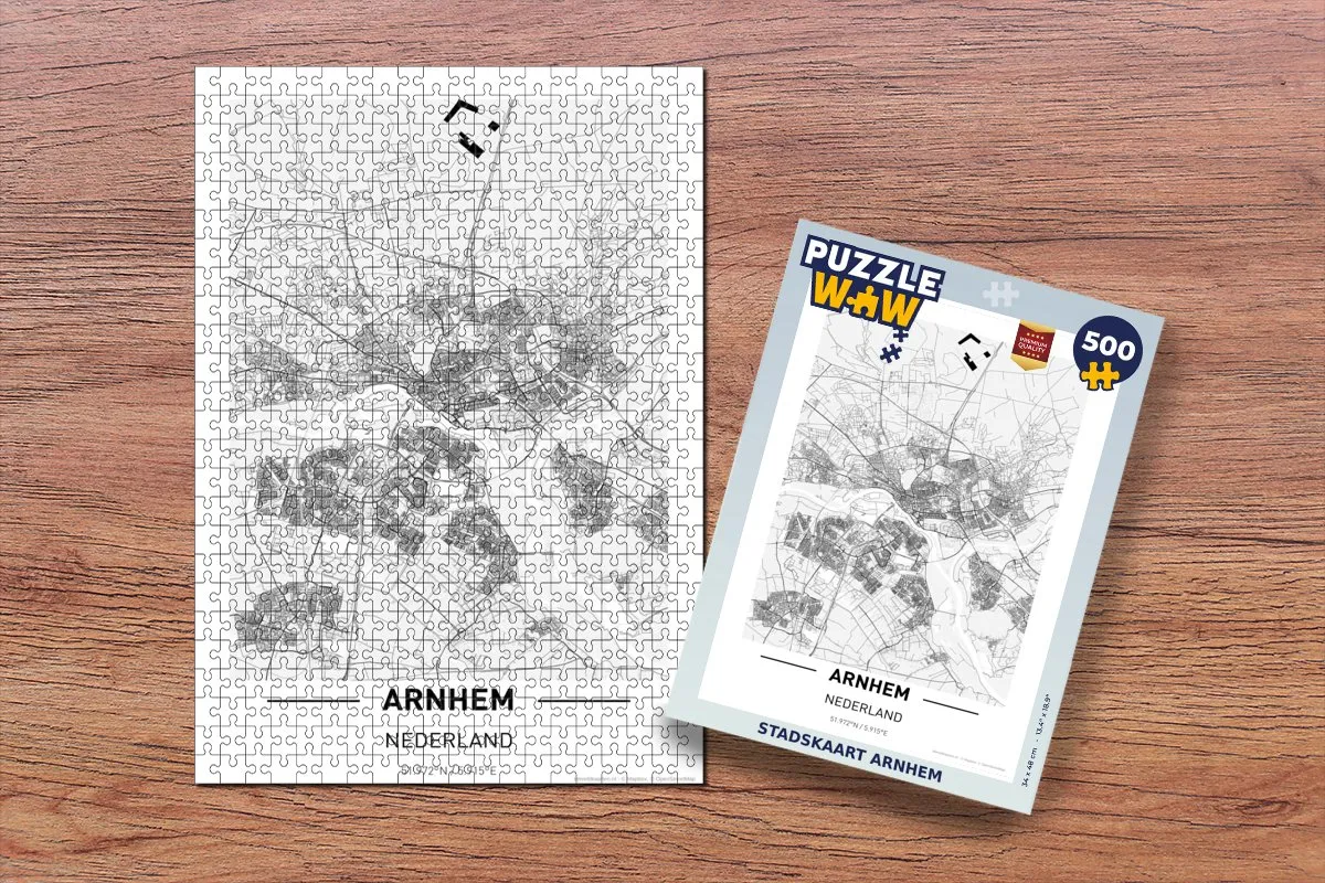 PuzzleWow Stadskaart Arnhem Legpuzzel 500 Stuks - Multicolor