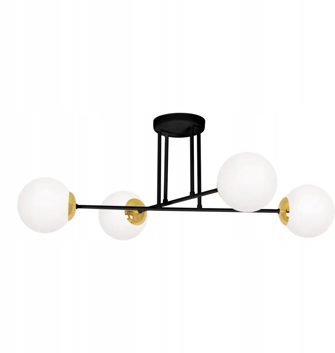 ISLA Zwarte Plafondlamp met 4 Melkglazen Bollen