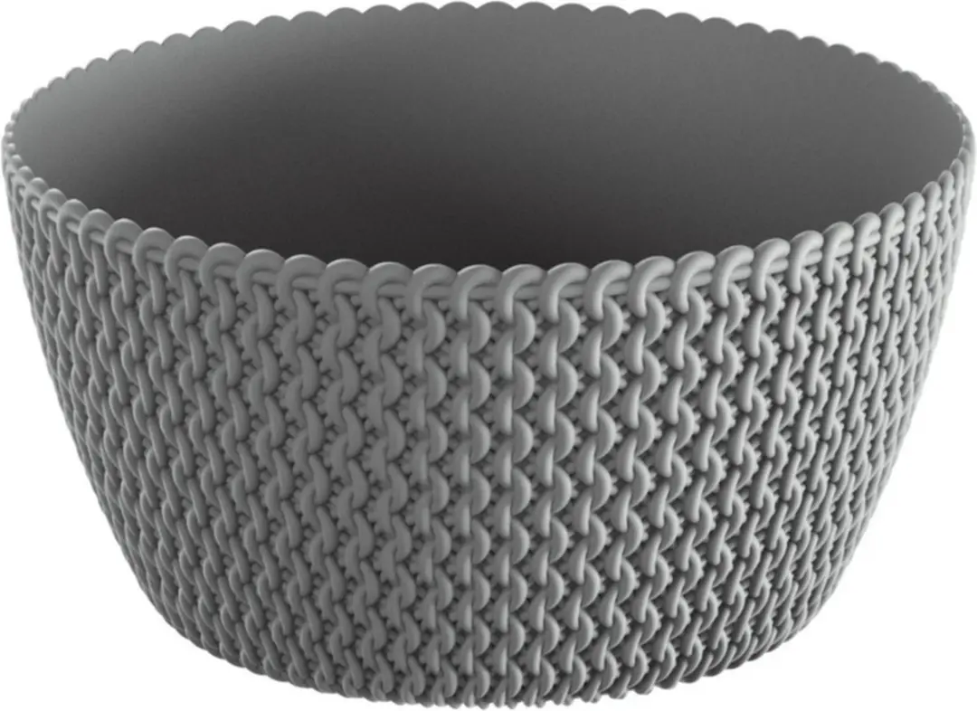 Tafelstuk plantenpot/bloempot kunststof dia 24 cm en hoogte 12 cm in het steengr