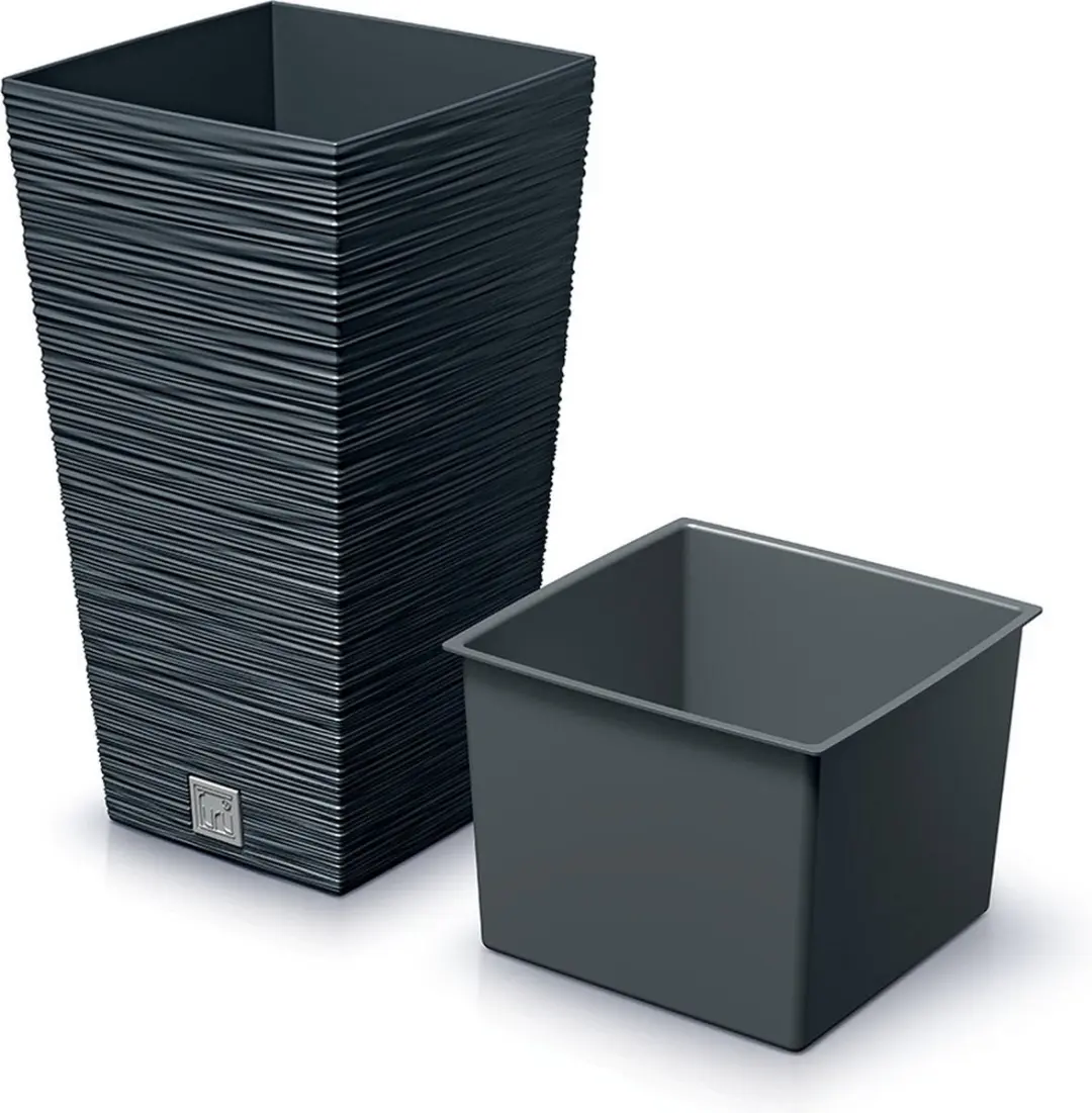 Prosperplast Furu Stripes Bloempot Antraciet 20x38cm