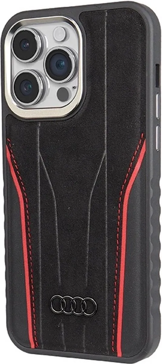Audi Lederen Hoesje iPhone 14 Pro Max - MagSafe - Rood/Zwart - afbeelding 6 van 6
