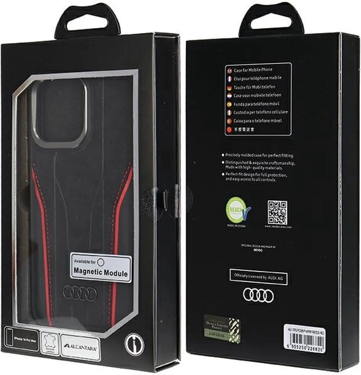 Audi Lederen Hoesje iPhone 14 Pro Max - MagSafe - Rood/Zwart - afbeelding 2 van 6