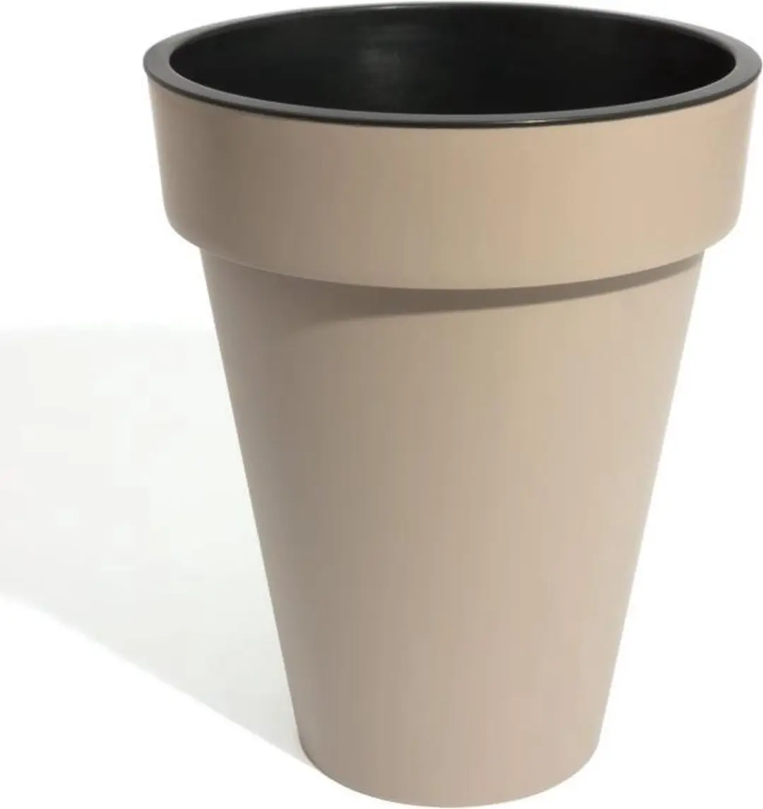 Bloempot Buiten Hoog Rond Cube Slim 46cm TAUPE Prosperplast