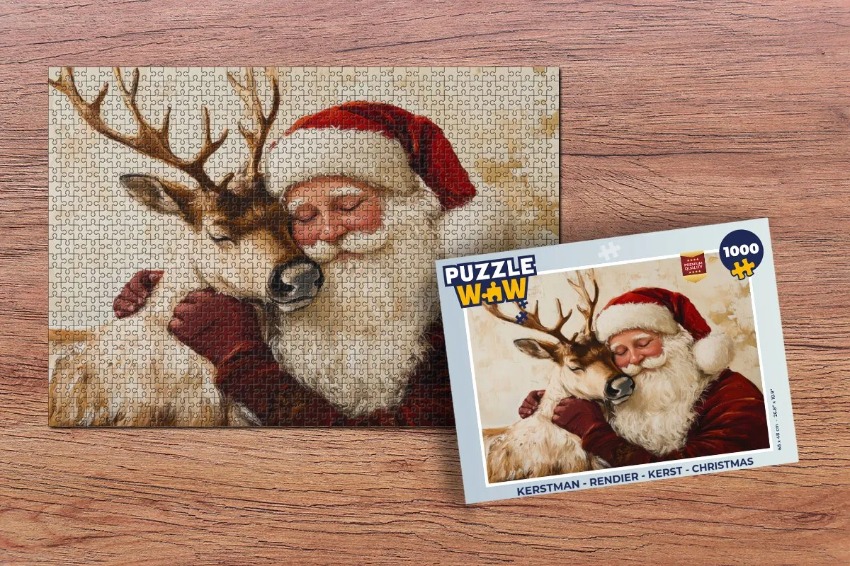 PuzzleWow Kerstman & Rendier Puzzel 1000 Stuks