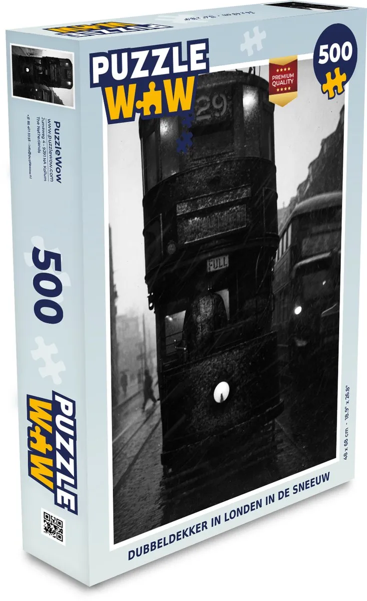 PuzzleWow Legpuzzel Dubbeldekker Londen Sneeuw 500 Stuks