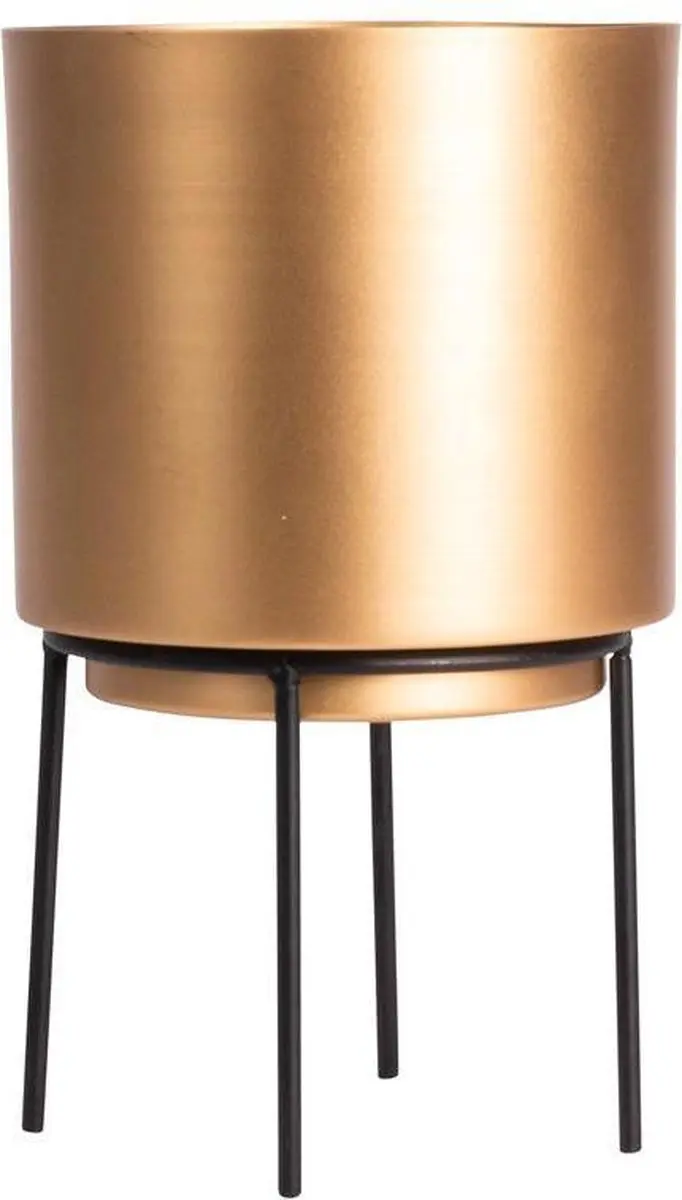 Gusta - Plantenpot - Goud Zwart - Metaal - ø13x22cm