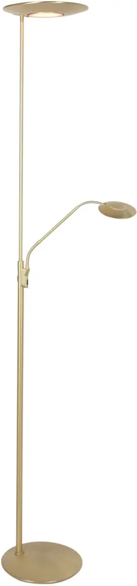 Vloerlamp Zenith 2 4394ME messing met uplight en leesarm, moderne stijl, draaiba