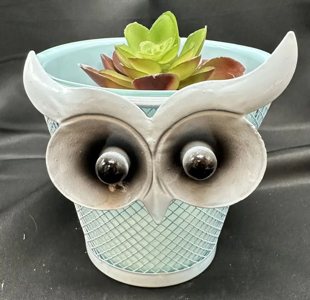 Metalen deco (planten) bakje "uil"