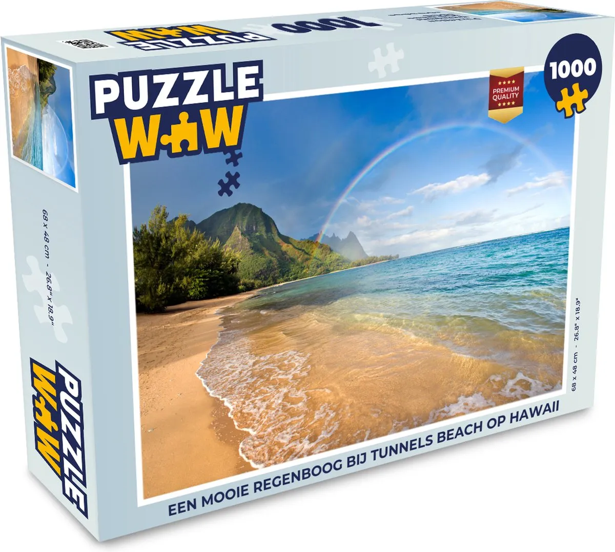PuzzleWow Regenboog bij Tunnels Beach Legpuzzel 1000 Stuks