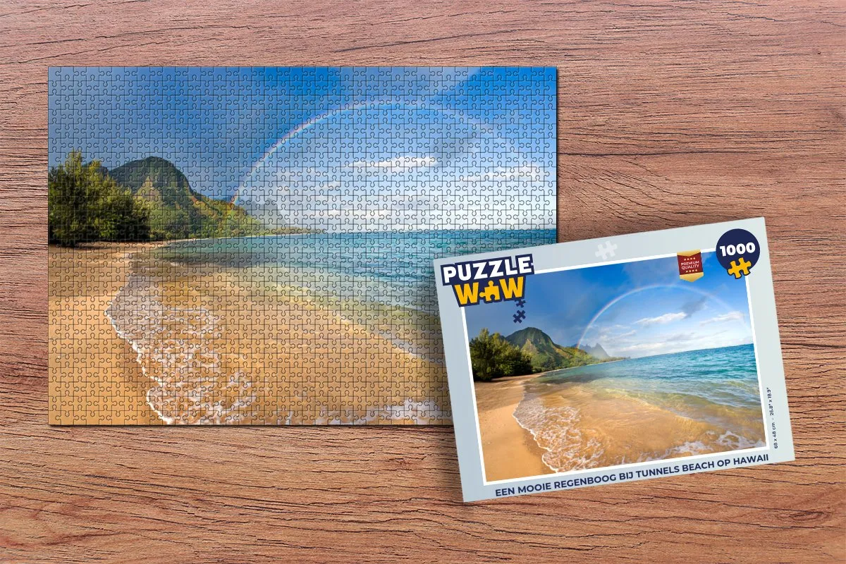 PuzzleWow Regenboog bij Tunnels Beach Legpuzzel 1000 Stuks - Multicolor