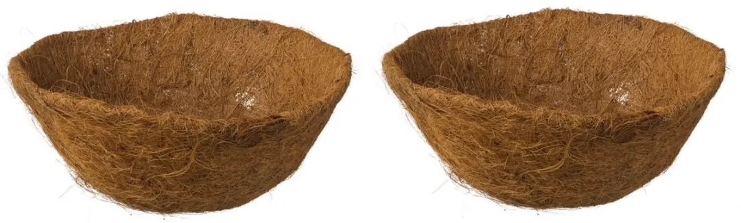 2x stuks voorgevormde inlegvel kokos voor hanging basket 30 cm