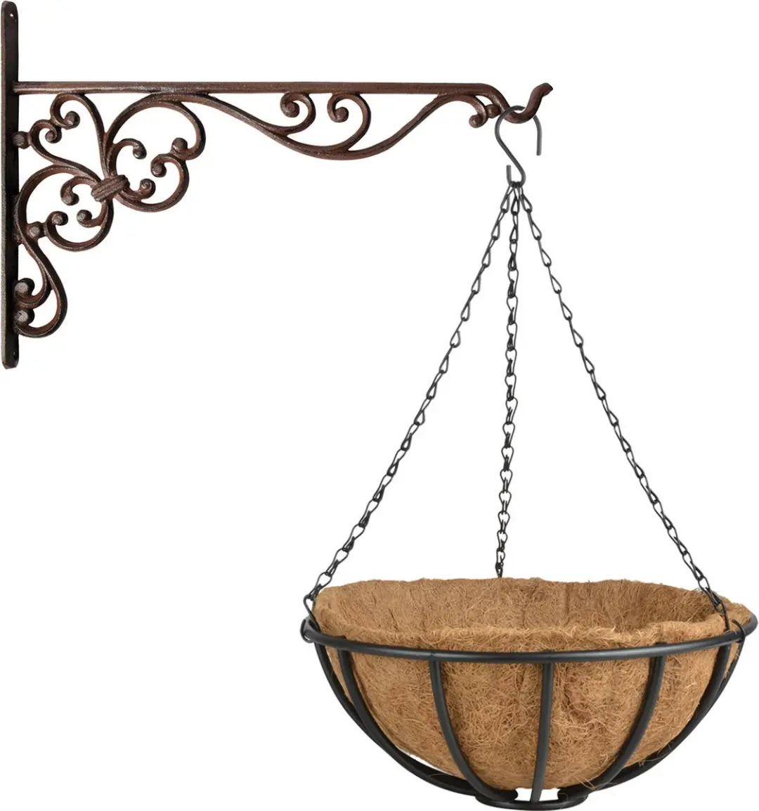 Hanging basket 35 cm met ijzeren muurhaak en kokos inlegvel