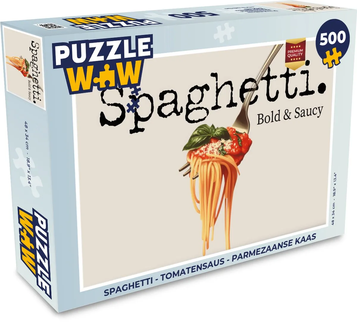 PuzzleWow Spaghetti Puzzel 500 Stuks - Tomatensaus & Parmezaanse Kaas