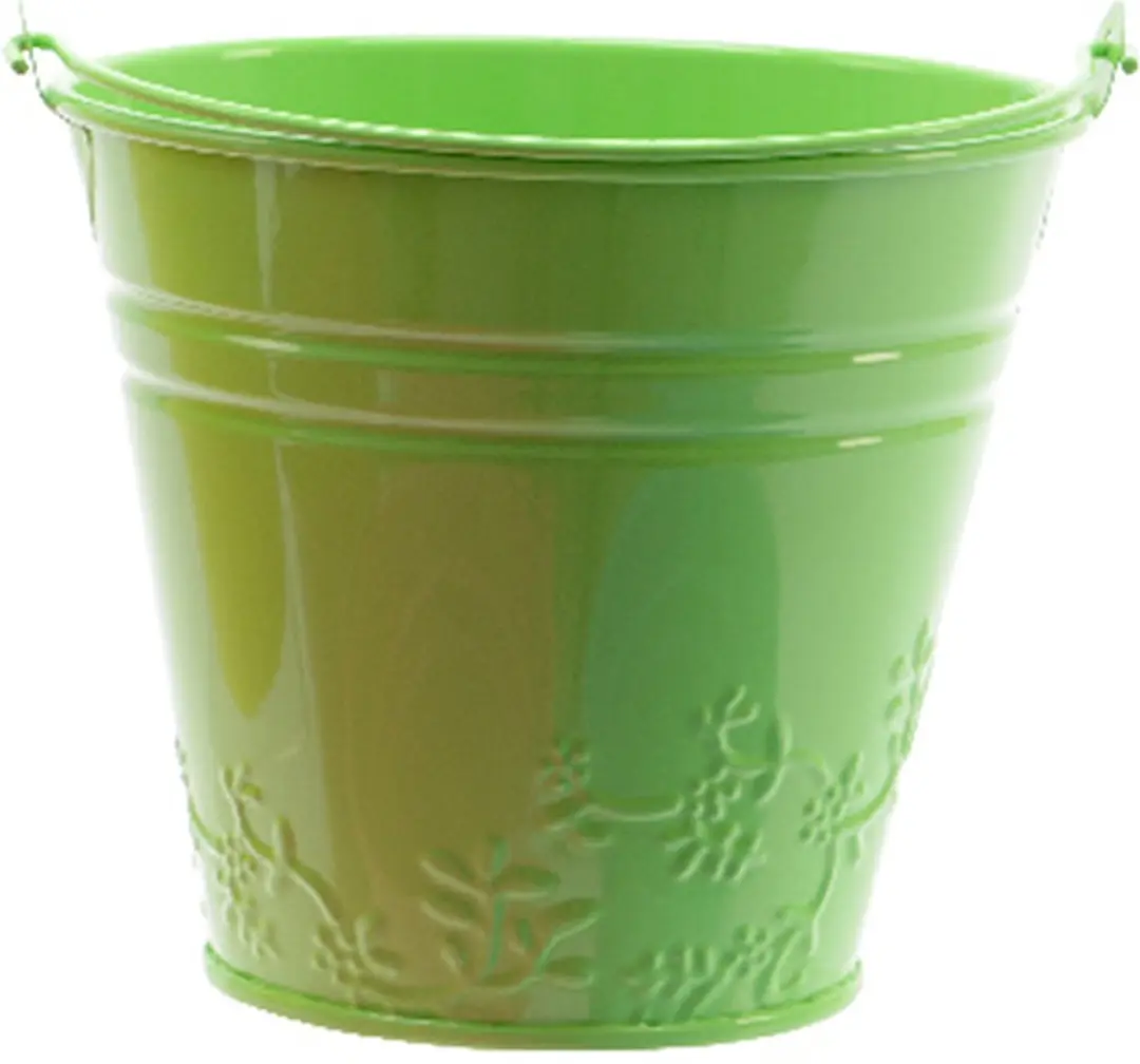 Decoris Bloempot/plantenpot bloemen relief - zink - D11 cm - groen