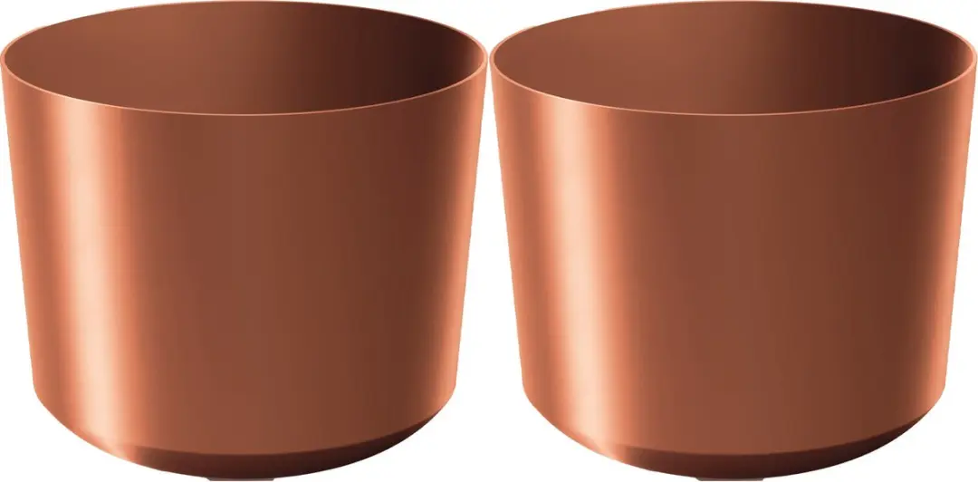 Prosperplast Plantenpot/bloempot Babylon - 2x - kunststof - buiten/binnen - koper - D39 x H39 cm
