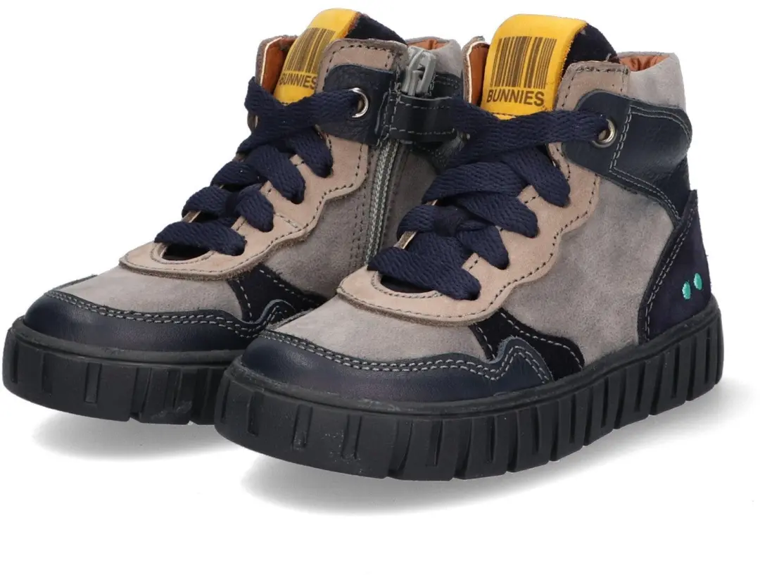 Bink Bont Hoge Sneakers Jongens - Donkerblauw Grijs - afbeelding 2 van 6