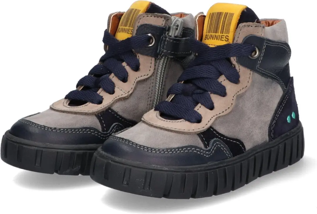 Bink Bont Hoge Sneakers Jongens - Donkerblauw Grijs - afbeelding 3 van 6