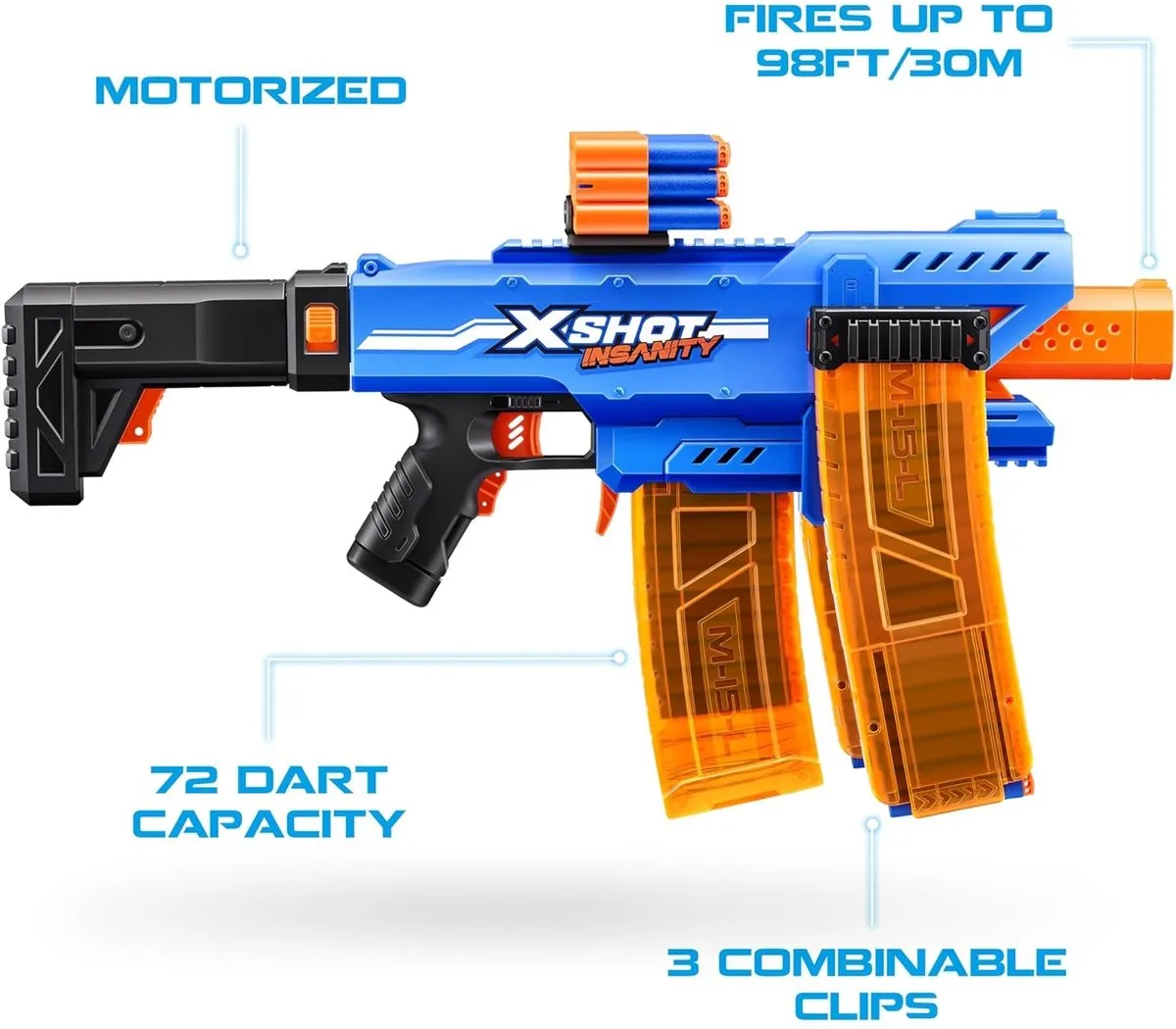 XSHOT Insanity Clip Mania Zuru - 72 Dartpijlen - Meerkleurig