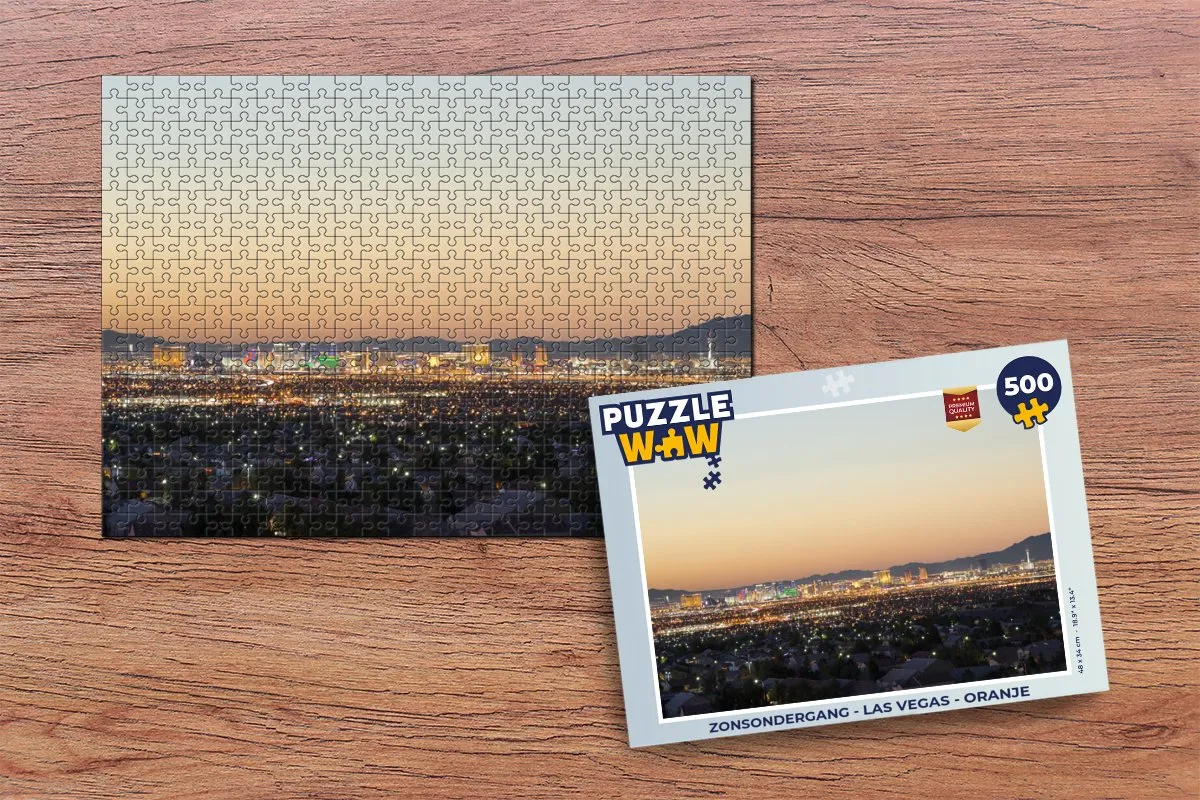 PuzzleWow Zonsondergang Las Vegas Legpuzzel 500 Stuks - Multicolor