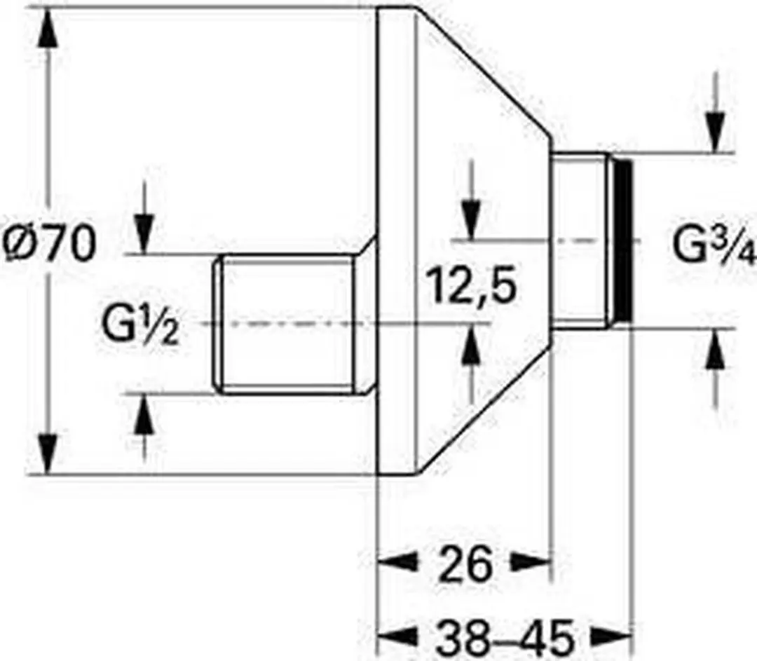GROHE S-Koppeling 1/2" x 3/4" Schroefrozet - Chroom - afbeelding 6 van 6