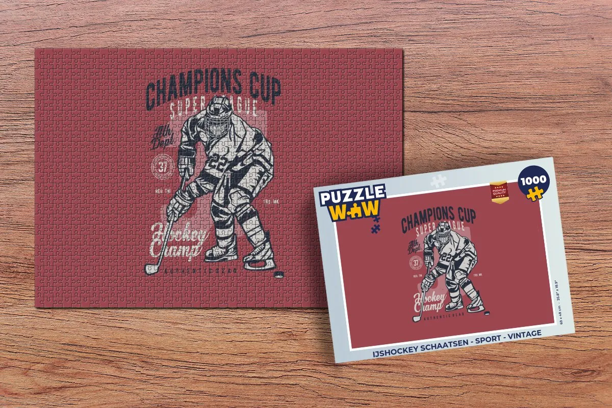 PuzzleWow IJshockey Schaatsen Legpuzzel 1000 Stuks - Multicolor