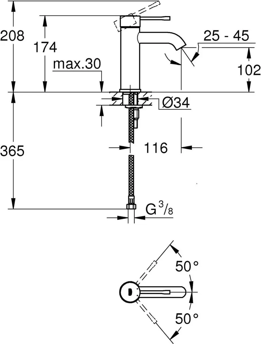 GROHE Essence 23590001 Wastafelkraan - Chroom - afbeelding 2 van 6