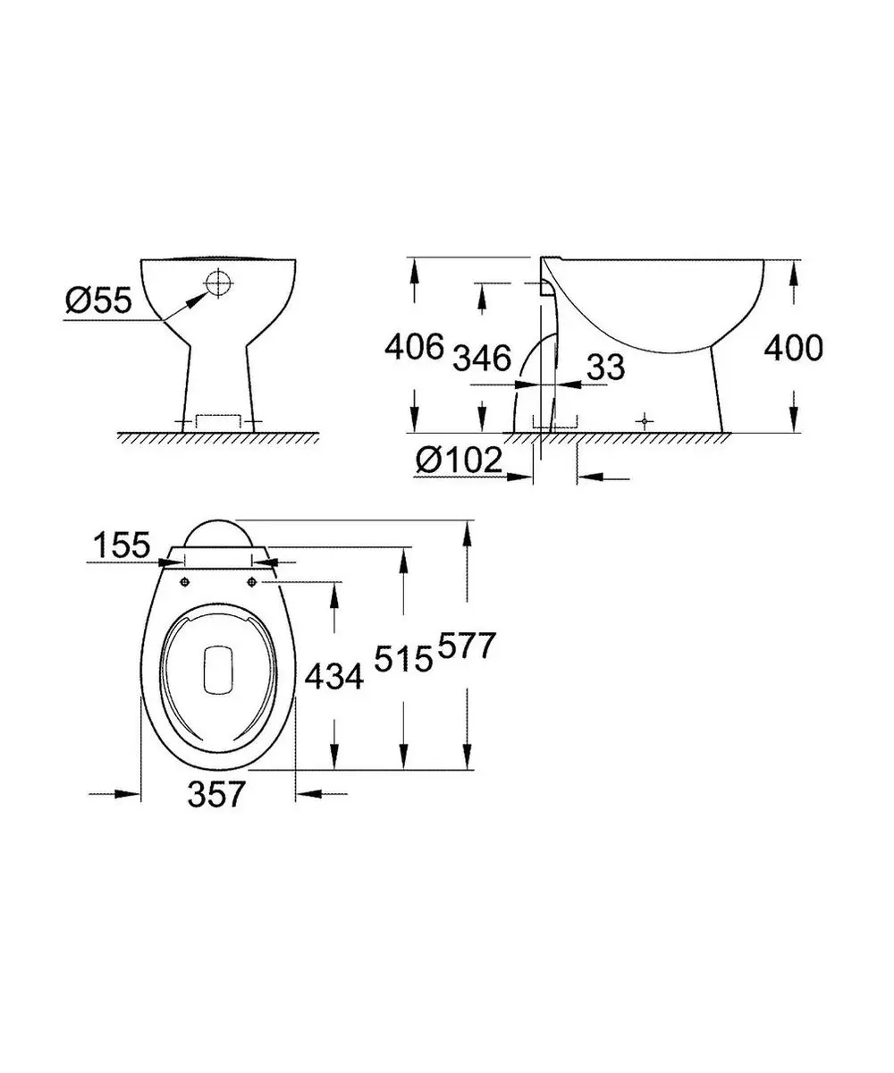 GROHE Bau Toiletpot Diepspoel 39431000 - Wit - afbeelding 3 van 5