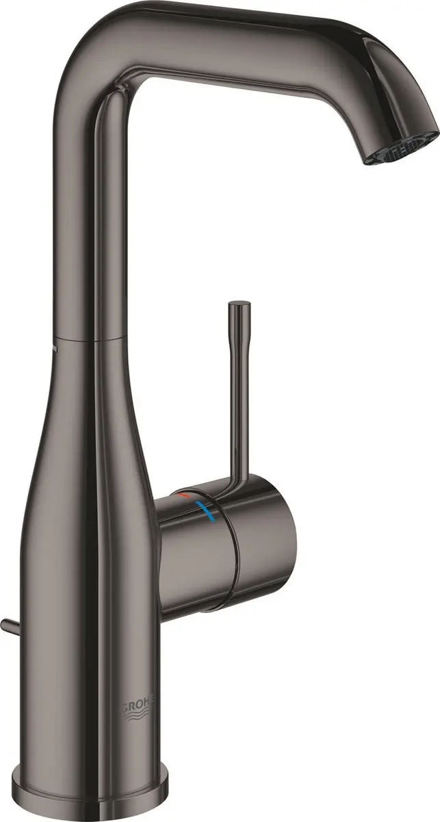 GROHE Essence New Wastafelkraan - hoge draaibare uitloop - met trekwaste - hard graphite (antraciet glanzend) - 32628A01