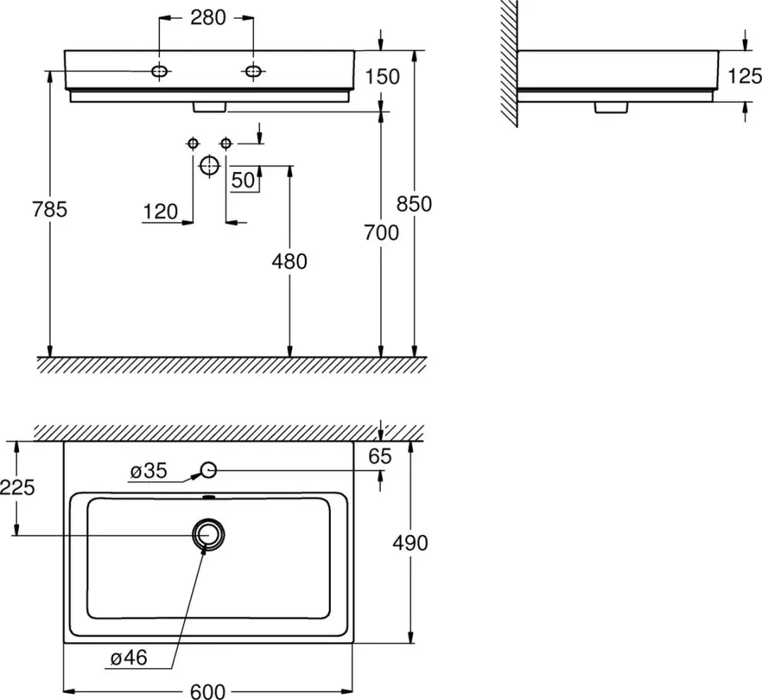 Grohe Cube Keramische Wastafel 60x49cm Wit - afbeelding 2 van 6