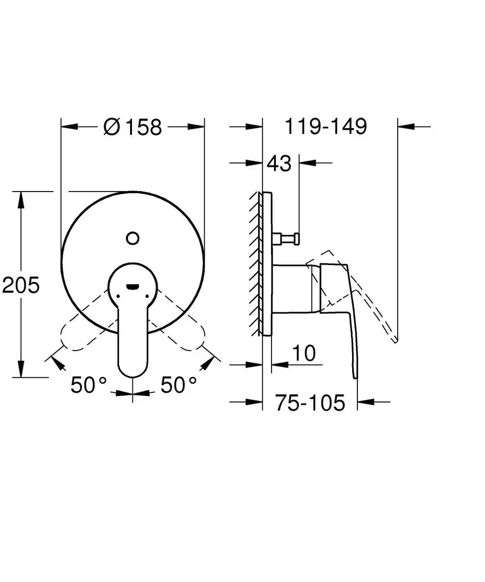 Grohe Eurostyle Cosmopolitan Inbouw Douchemengkraan - Chroom - afbeelding 3 van 5
