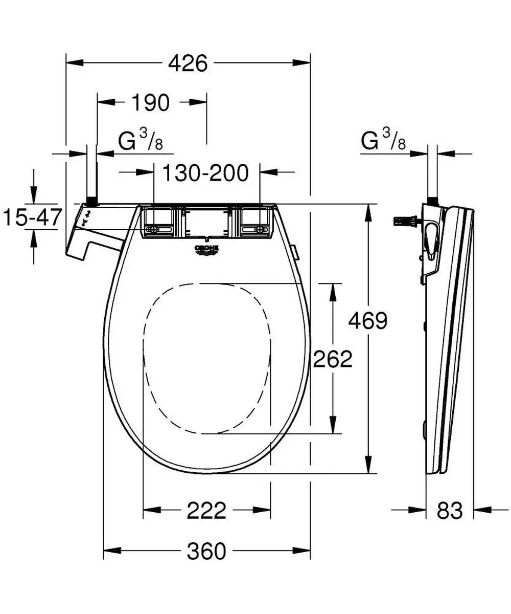 GROHE Bau Bidetzitting 39648SH0 - Softclose - afbeelding 6 van 6
