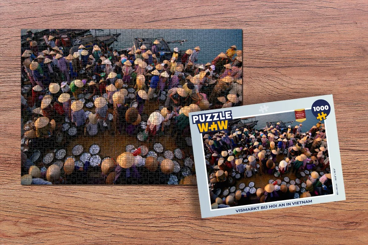 PuzzleWow Legpuzzel Vismarkt Hoi An Vietnam 1000 Stuks - Multicolor