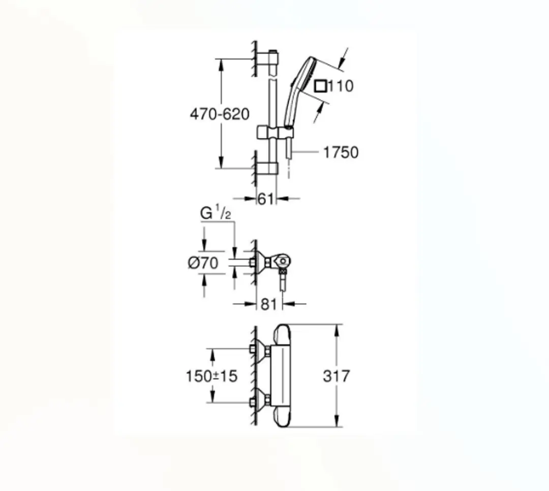 GROHE Grohtherm 1000 New Thermostaatkraan - Wit - afbeelding 2 van 2