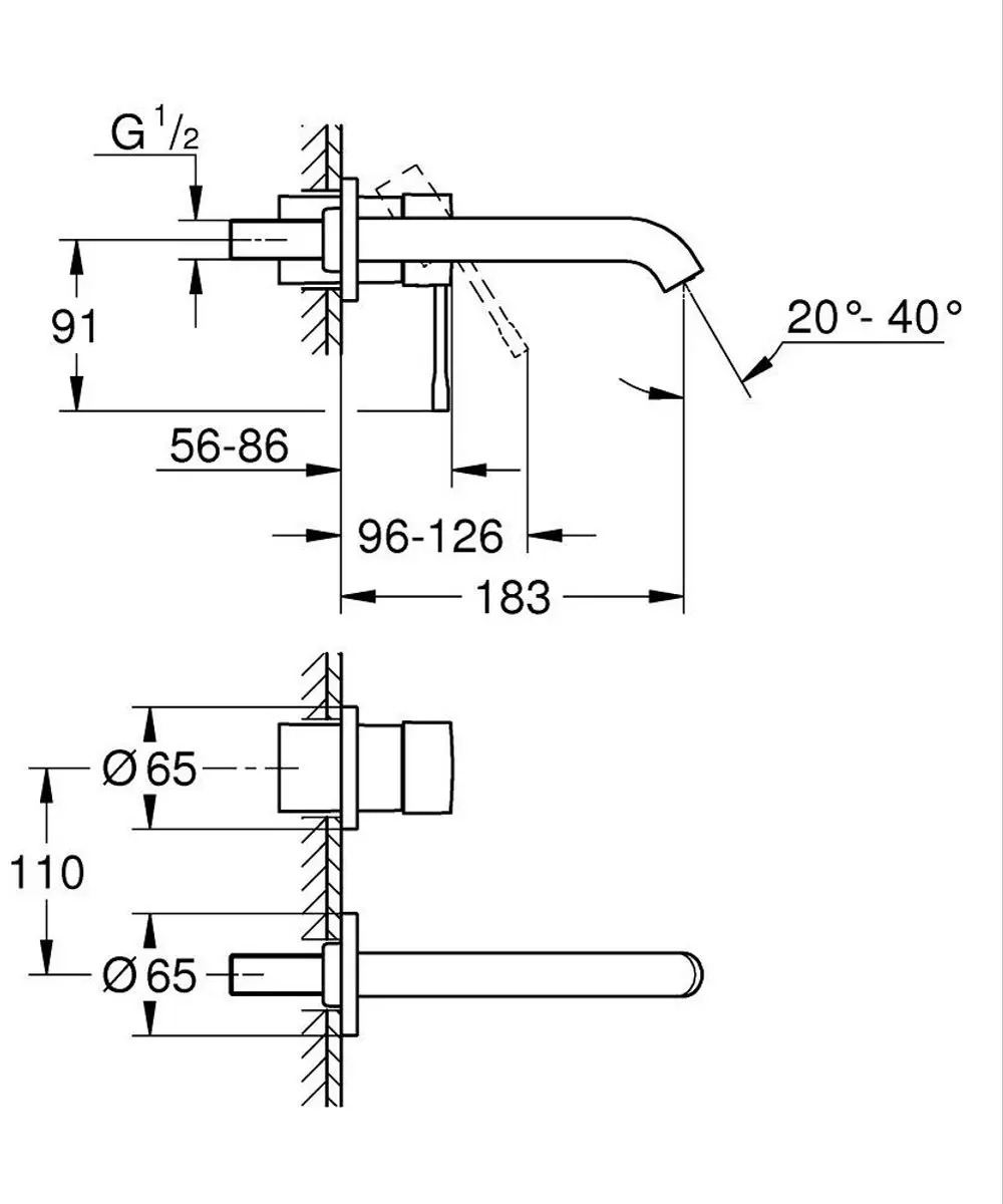 Grohe Essence New M-Size Inbouwkraan 183mm - Zwart mat - afbeelding 3 van 6