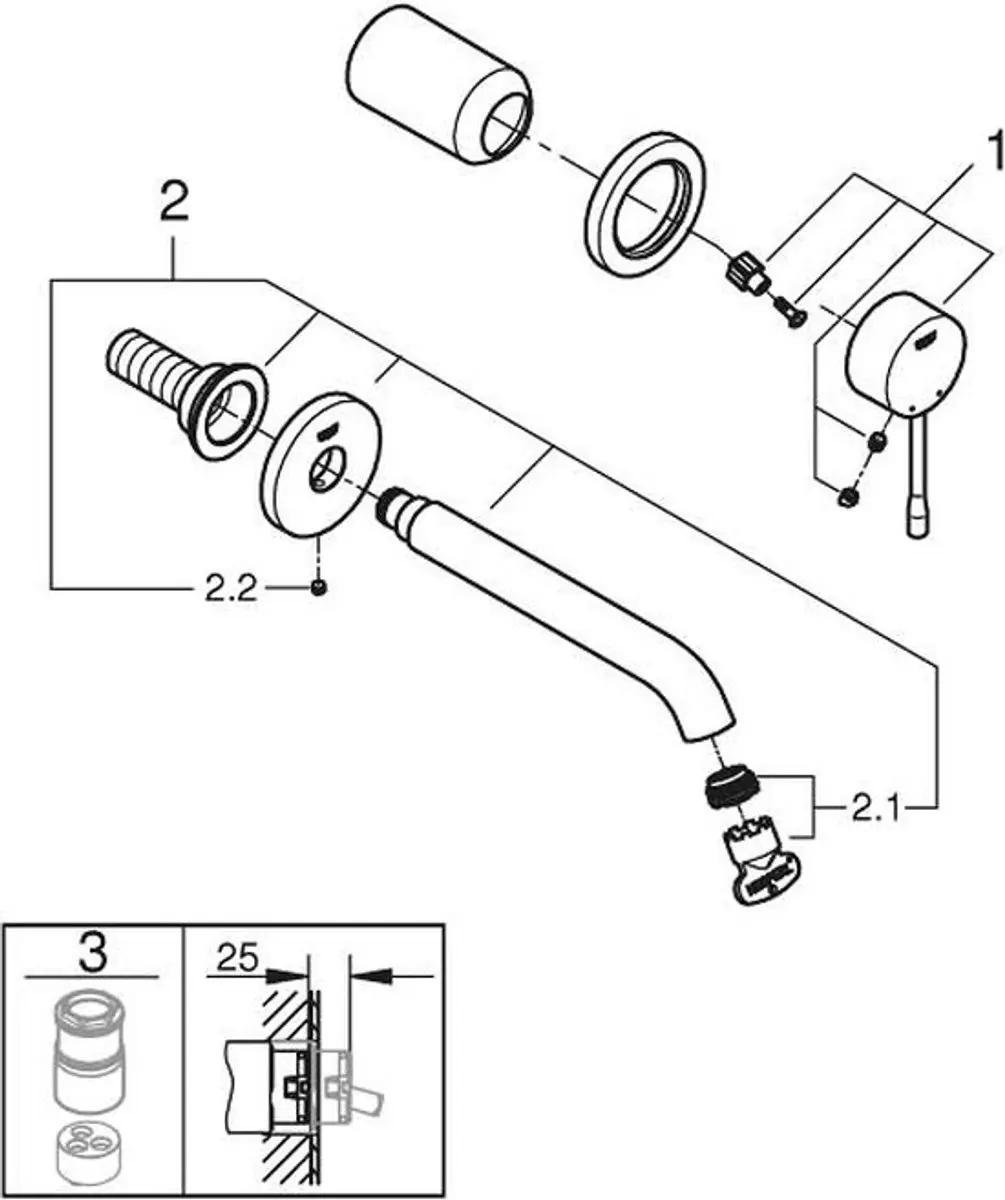 Grohe Essence New M-Size Inbouwkraan 183mm - Zwart mat - afbeelding 4 van 6