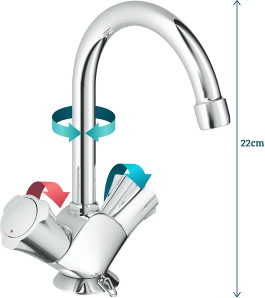 GROHE Costa-L Wastafelkraan Chroom - afbeelding 3 van 6