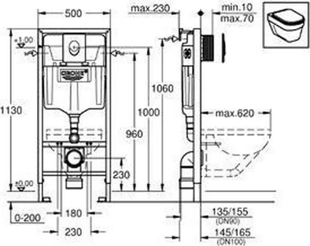 GROHE Rapid SL Inbouwreservoirset 1,13m - Witte bedieningsplaat - afbeelding 6 van 6