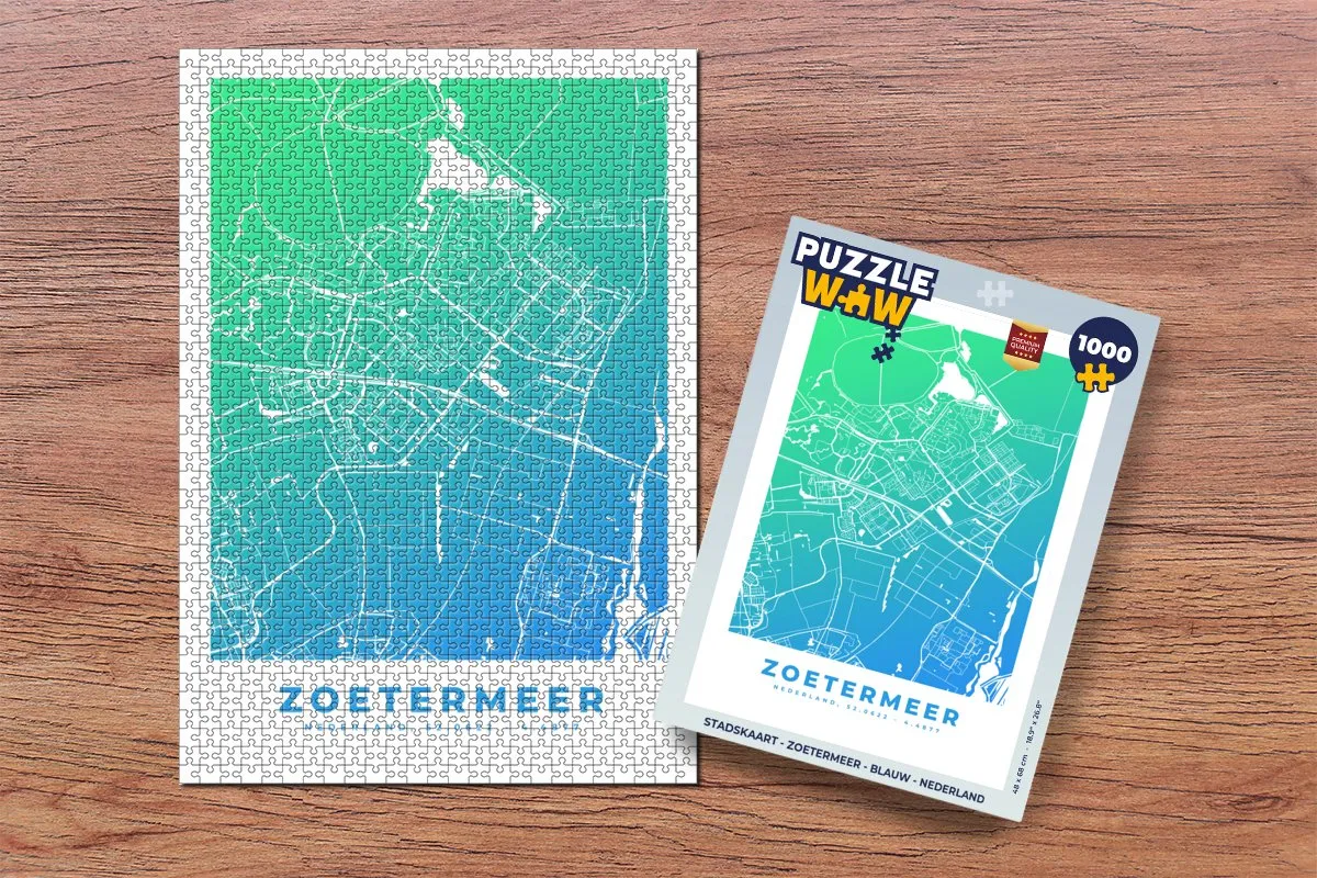 PuzzleWow Stadskaart Zoetermeer Nederland - 1000 Stuks - Multicolor
