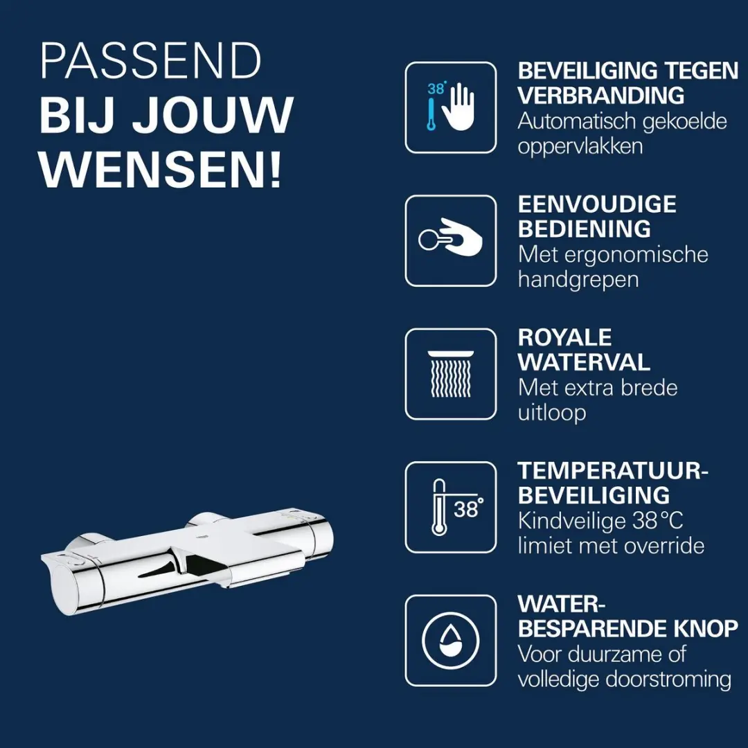 GROHE Grohtherm 2000 Badkraan 34174001 - Chroom - afbeelding 3 van 6