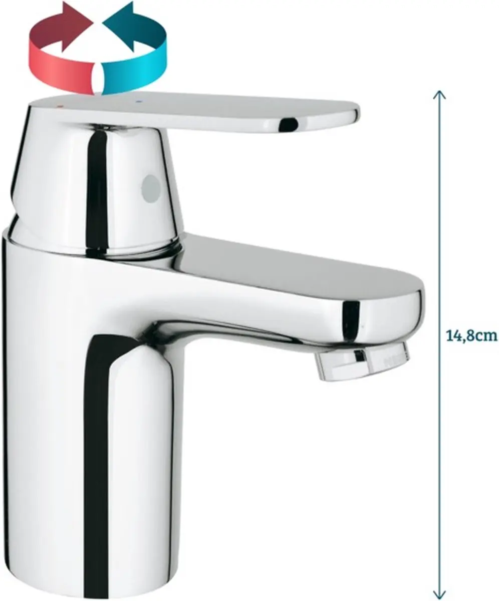 Grohe Eurosmart Cosmopolitan Wastafelkraan 2337600E - Lage uitloop - Chroom - afbeelding 6 van 6