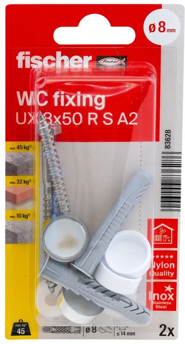 Fischer Muurpluggen Montageset WC N K - 2 Stuks - afbeelding 6 van 6
