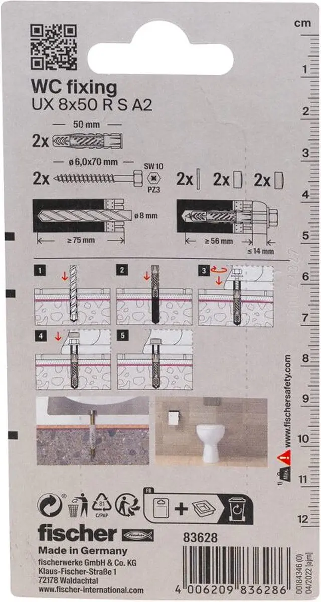 Fischer Muurpluggen Montageset WC N K - 2 Stuks - afbeelding 3 van 6