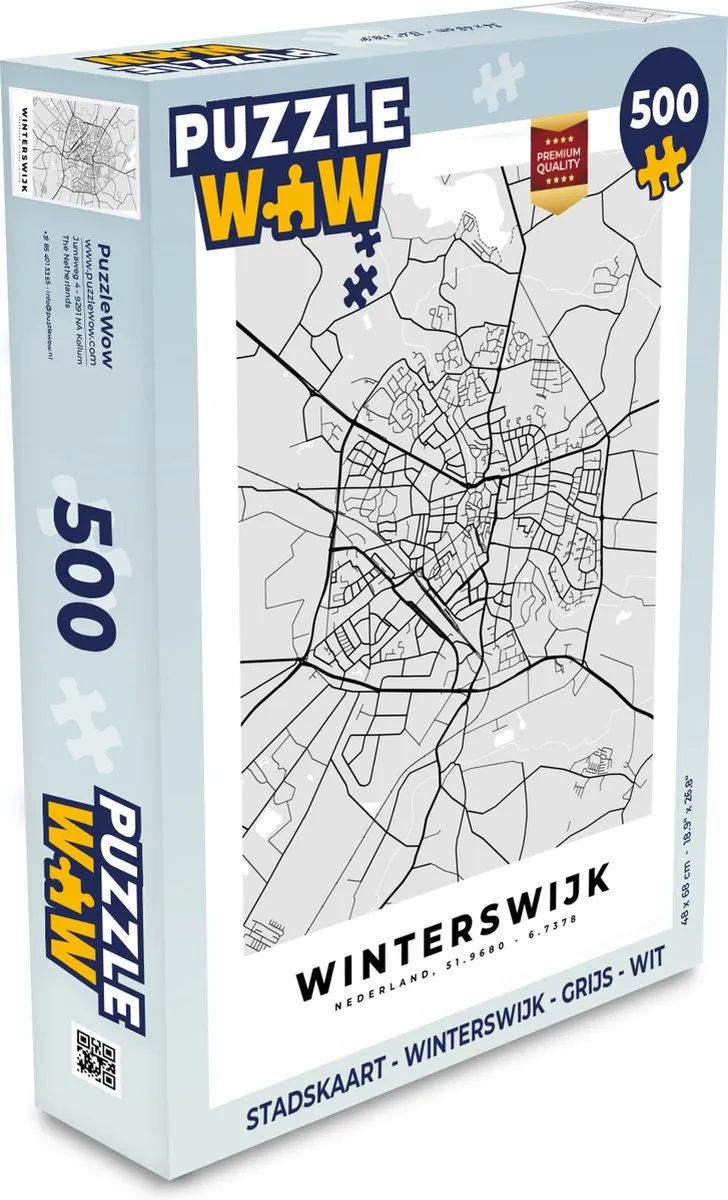 PuzzleWow Stadskaart Winterswijk Legpuzzel 500 Stuks - Multicolor