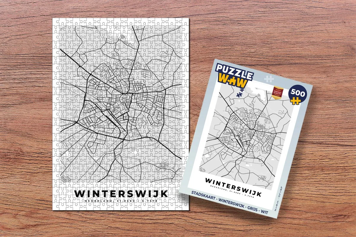 PuzzleWow Stadskaart Winterswijk Legpuzzel 500 Stuks - Multicolor