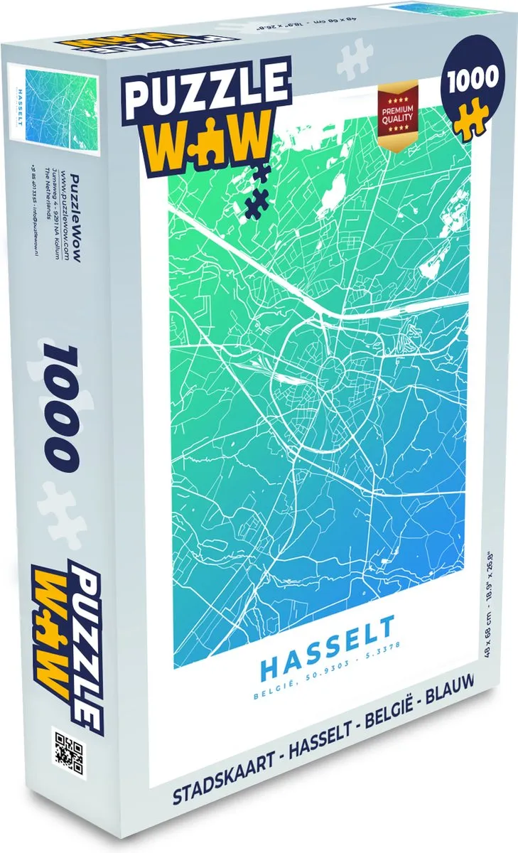 PuzzleWow Hasselt Legpuzzel 1000 Stuks - Blauw
