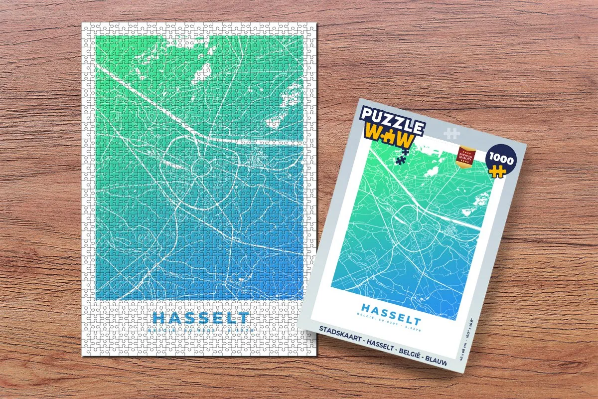 PuzzleWow Hasselt Legpuzzel 1000 Stuks - Blauw