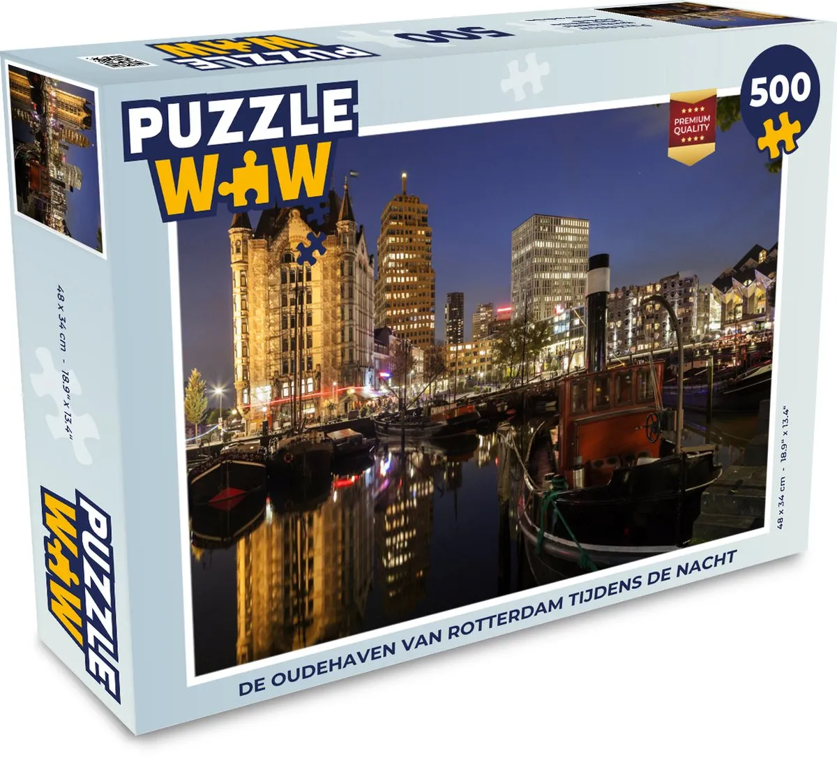 PuzzleWow Rotterdam Haven Licht Legpuzzel 500 Stuks - Multicolor