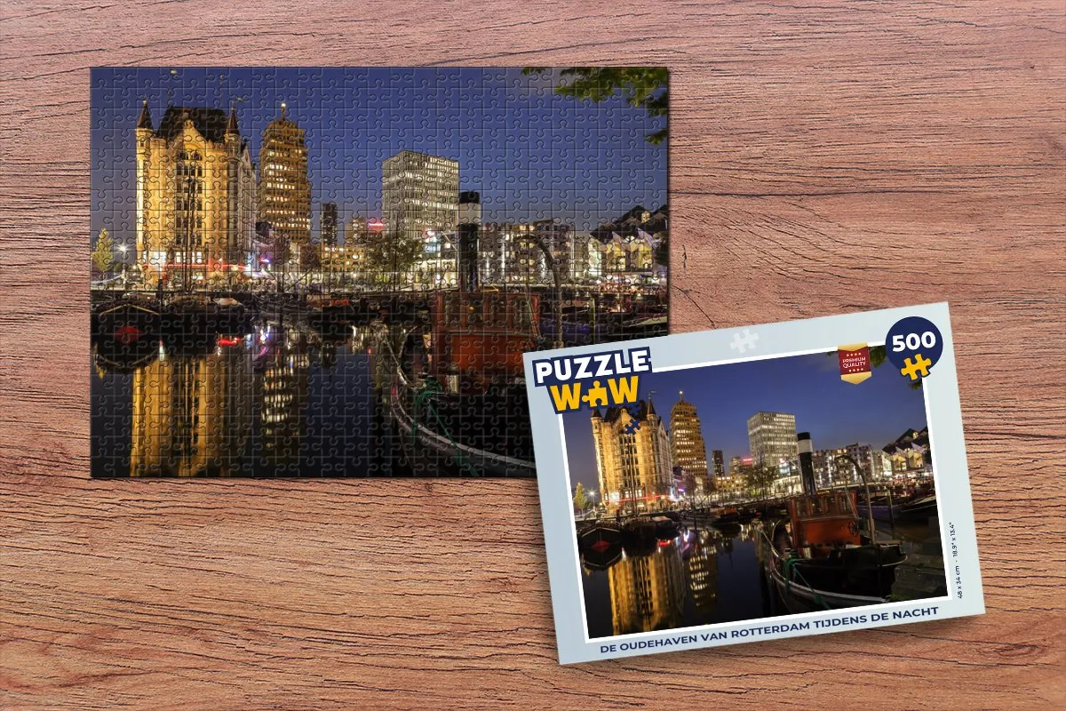 PuzzleWow Rotterdam Haven Licht Legpuzzel 500 Stuks - Multicolor